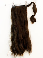 Ponytail Extensions | 22”Length | 180 grams | Medium Brown | Beach Wavy | Wraparound Pony